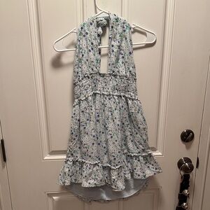 Aerie Floral Halter Dress - Blue and White